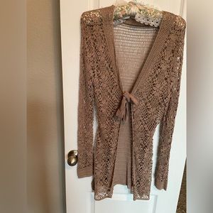 Crocheted Cardigan . Caramel color. From a Smoke/ Pet free home.